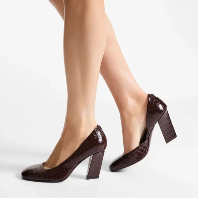 Farren 85 Piele cu imprimeu croc de culoare ciocolată