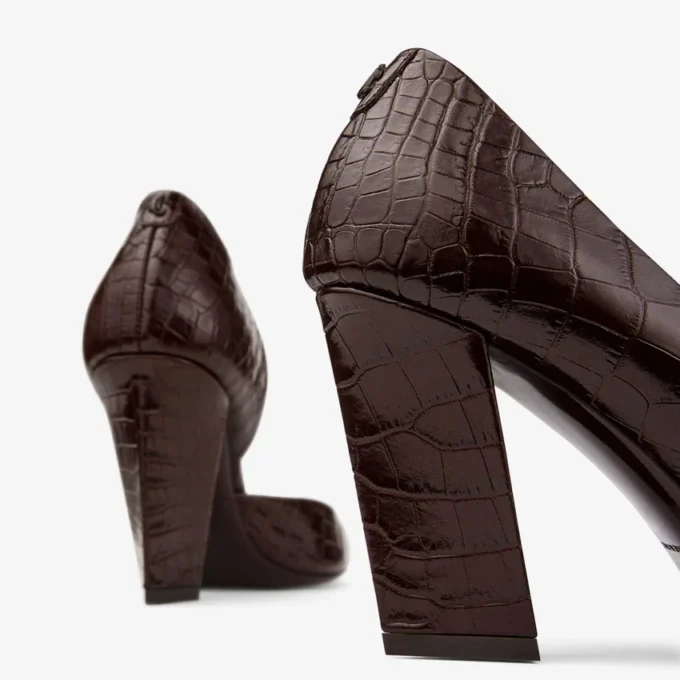 Farren 85 Piele cu imprimeu croc de culoare ciocolată