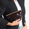 Ganache Sambuco Clutch din piele cu imprimeu crocodil lucios