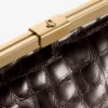 Ganache Sambuco Clutch din piele cu imprimeu crocodil lucios