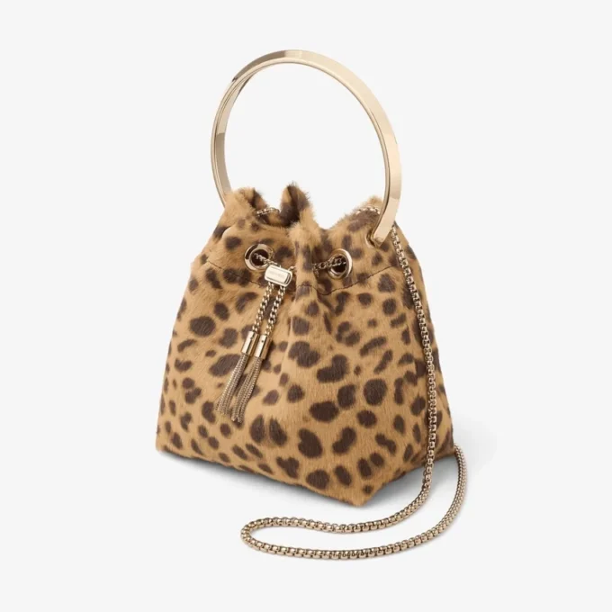 Geantă Bon Bon din piele de ponei cu imprimeu leopard natural Geantă Bon Bon din piele de ponei cu imprimeu leopard natural