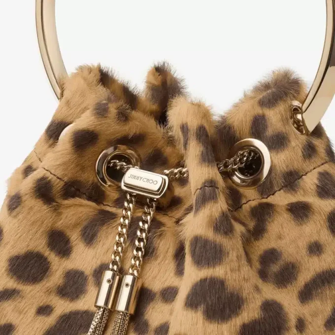 Geantă Bon Bon din piele de ponei cu imprimeu leopard natural Geantă Bon Bon din piele de ponei cu imprimeu leopard natural