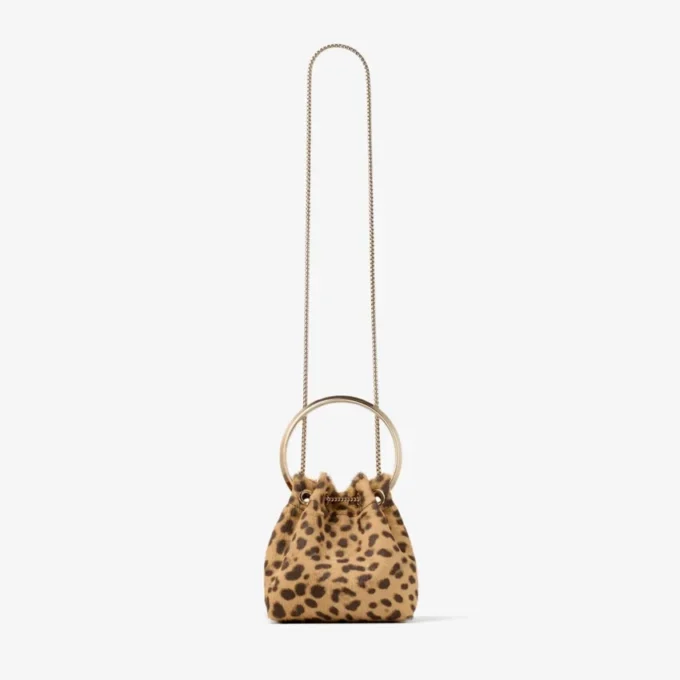 Geantă Bon Bon din piele de ponei cu imprimeu leopard natural Geantă Bon Bon din piele de ponei cu imprimeu leopard natural