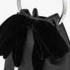 Geantă Bon Bon din satin negru cu fundă din catifea Geantă Bon Bon din satin negru cu fundă din catifea