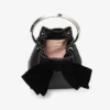 Geantă Bon Bon din satin negru cu fundă din catifea Geantă Bon Bon din satin negru cu fundă din catifea