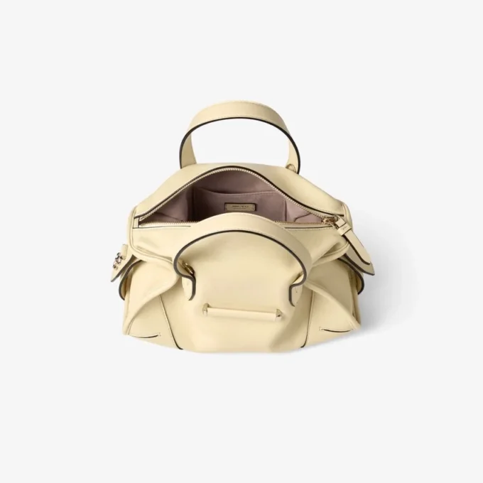 Geantă de călătorie Bar Holdall mică din piele Biker Buttermilk Geantă de călătorie Bar Holdall mică din piele Biker Buttermilk