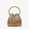 Geantă de mână Bon Bon din satin bronz cu cristale degradate Geantă de mână Bon Bon din satin bronz cu cristale degradate