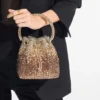 Geantă de mână Bon Bon din satin bronz cu cristale degradate Geantă de mână Bon Bon din satin bronz cu cristale degradate