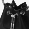 Geantă de mână Bon Bon din satin negru cu mâner metalic Geantă de mână Bon Bon din satin negru cu mâner metalic