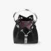 Geantă de mână Bon Bon din satin negru cu mâner metalic Geantă de mână Bon Bon din satin negru cu mâner metalic