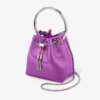 Geantă de mână Bon Bon din satin violet orhidee cu mâner metalic Geantă de mână Bon Bon din satin violet orhidee cu mâner metalic