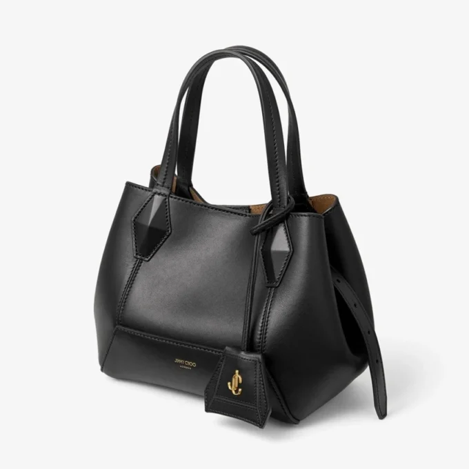 Geantă de mână Diamond Tote mică, din piele de vițel neagră Geantă de mână Diamond Tote mică, din piele de vițel neagră