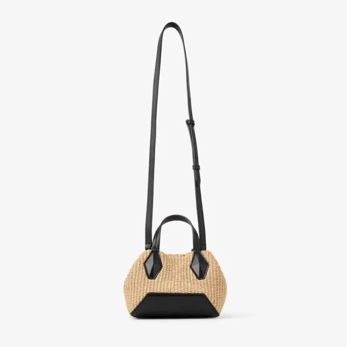Geantă de mână Diamond Tote Mini din rafie naturală Geantă de mână Diamond Tote Mini din rafie naturală