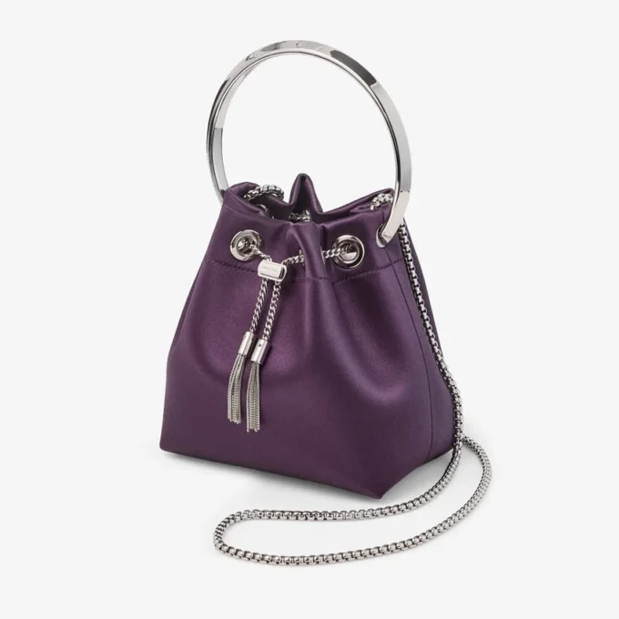 Geantă de mână din satin Bon Bon Winter Bloom cu brățară metalică Geantă de mână din satin Bon Bon Winter Bloom cu brățară metalică