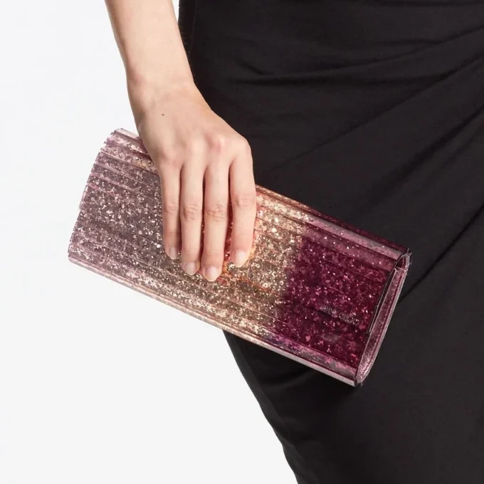 Geantă de mână Sweetie din plexiglas cu sclipici DéGradé, de culoare roz pal
