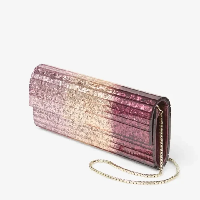 Geantă de mână Sweetie din plexiglas cu sclipici DéGradé, de culoare roz pal