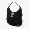 Geantă de umăr Bar Hobo mare din piele de căprioară neagră, cu finisaje din piele cu imprimeu de șarpe lucios Geantă de umăr Bar Hobo mare din piele de căprioară neagră, cu finisaje din piele cu imprimeu de șarpe lucios