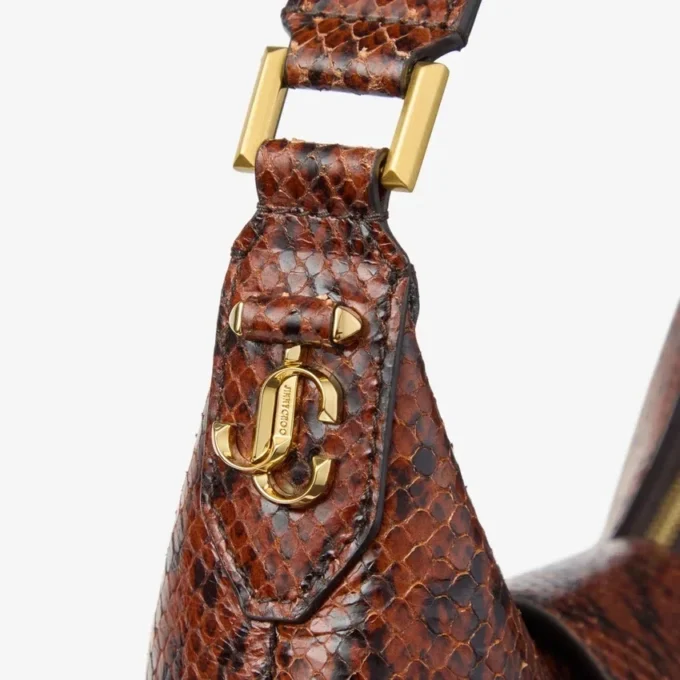 Geantă de umăr Bar Hobo Small Cognac Kigali din piele cu imprimeu de șarpe Geantă de umăr Bar Hobo Small Cognac Kigali din piele cu imprimeu de șarpe