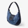Geantă de umăr Bar Hobo Small din denim cu model în cruciulițe, de culoare bleumarin, cu finisaje din piele Biker Geantă de umăr Bar Hobo Small din denim cu model în cruciulițe, de culoare bleumarin, cu finisaje din piele Biker