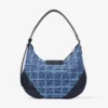 Geantă de umăr Bar Hobo Small din denim cu model în cruciulițe, de culoare bleumarin, cu finisaje din piele Biker Geantă de umăr Bar Hobo Small din denim cu model în cruciulițe, de culoare bleumarin, cu finisaje din piele Biker