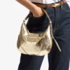 Geantă de umăr Bar Hobo Small din piele metalizată aurie vintage Geantă de umăr Bar Hobo Small din piele metalizată aurie vintage