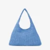 Geantă de umăr Beach Diamond Hobo Large din rafie albastru ocean și ecru Geantă de umăr Beach Diamond Hobo Large din rafie albastru ocean și ecru