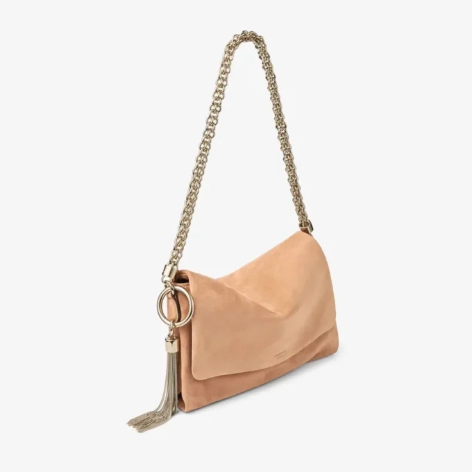 Geantă de umăr Callie Flap din piele de căprioară de culoare caramel Geantă de umăr Callie Flap din piele de căprioară de culoare caramel