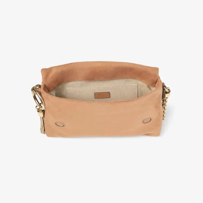 Geantă de umăr Callie Flap din piele de căprioară de culoare caramel Geantă de umăr Callie Flap din piele de căprioară de culoare caramel
