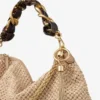 Geantă de umăr Callie Maxi din rafie naturală și cafenie, cu curea detașabilă din piele Nappa țesută Geantă de umăr Callie Maxi din rafie naturală și cafenie, cu curea detașabilă din piele Nappa țesută