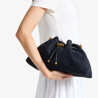 Geantă de umăr Cinch Medium din piele de căprioară de culoare marină