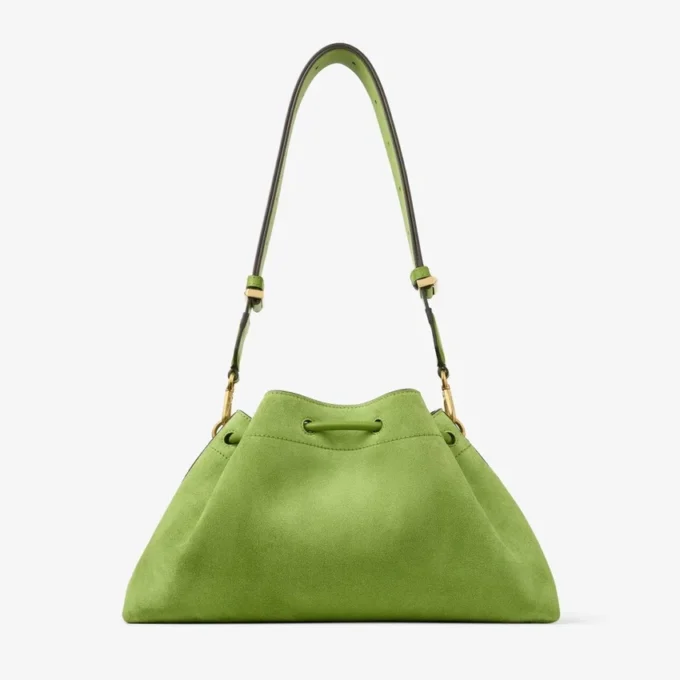 Geantă de umăr Cinch Medium din piele de căprioară, model Clover, cu curea împletită cu mărgele Geantă de umăr Cinch Medium din piele de căprioară, model Clover, cu curea împletită cu mărgele