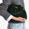 Geantă de umăr Cinch Medium din piele de căprioară verde britanic