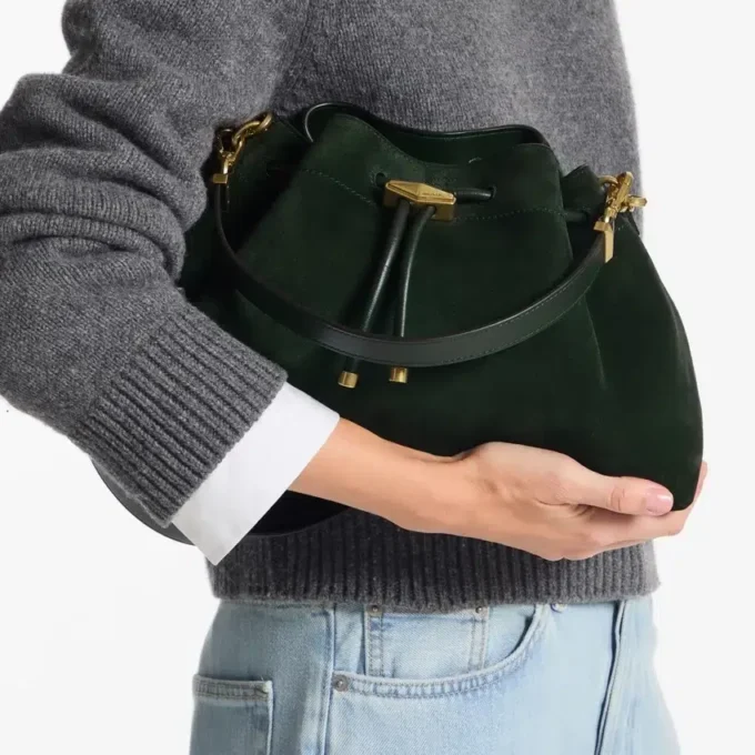 Geantă de umăr Cinch Medium din piele de căprioară verde britanic