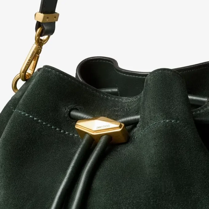Geantă de umăr Cinch Medium din piele de căprioară verde britanic
