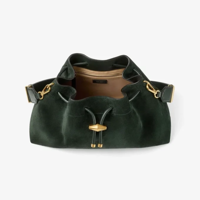 Geantă de umăr Cinch Medium din piele de căprioară verde britanic