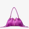 Geantă de umăr Cinch Medium din piele de căprioară violet orhidee cu franjuri