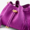 Geantă de umăr Cinch Medium din piele de căprioară violet orhidee cu franjuri
