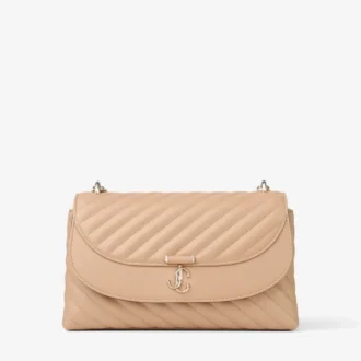 Geantă de umăr Curve Cross Body Medium din piele Biker matlasată Chai