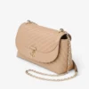Geantă de umăr Curve Cross Body Medium din piele Biker matlasată Chai