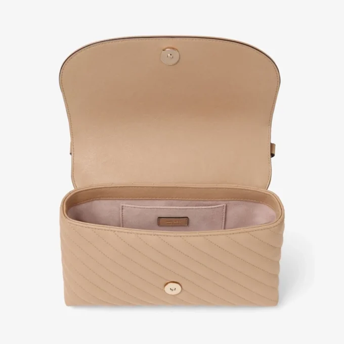 Geantă de umăr Curve Cross Body Medium din piele Biker matlasată Chai