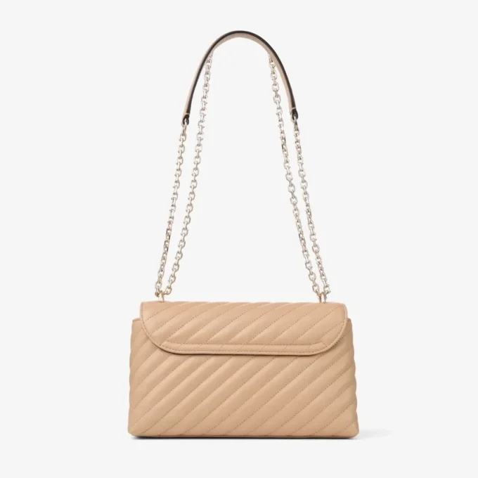 Geantă de umăr Curve Cross Body Medium din piele Biker matlasată Chai