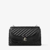 Geantă de umăr Curve Cross Body Medium, din piele Biker matlasată, neagră