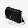 Geantă de umăr Curve Cross Body Medium, din piele Biker matlasată, neagră