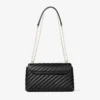 Geantă de umăr Curve Cross Body Medium, din piele Biker matlasată, neagră
