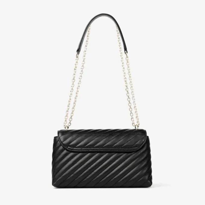 Geantă de umăr Curve Cross Body Medium, din piele Biker matlasată, neagră