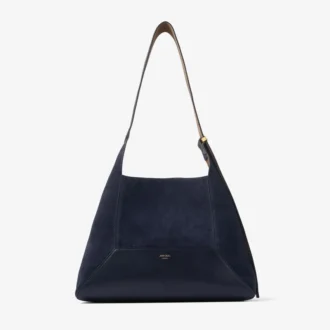 Geantă de umăr Diamond Hobo Medium din piele de căprioară de culoare marină