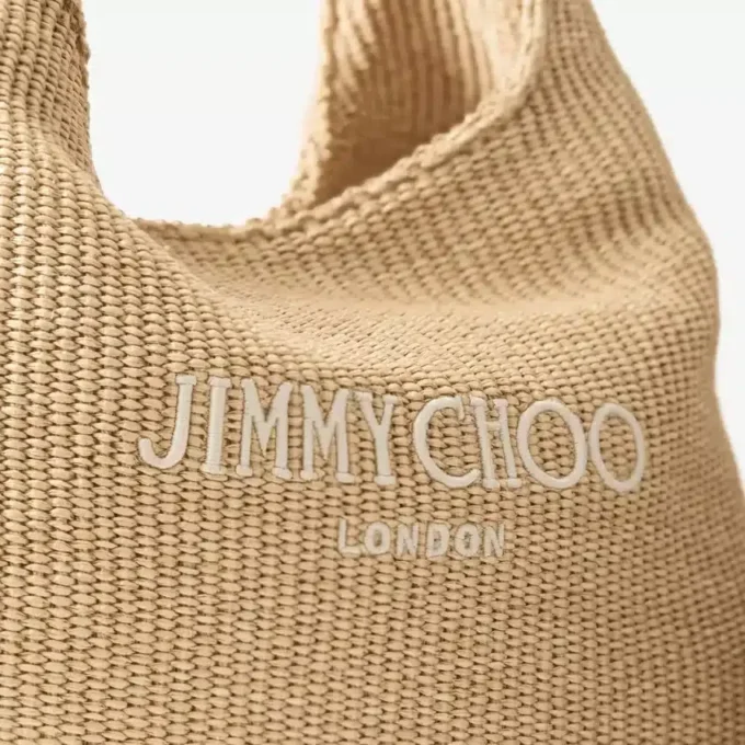 Geantă de umăr mare Beach Diamond Hobo din rafie naturală