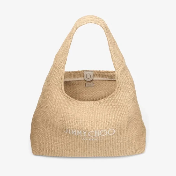 Geantă de umăr mare Beach Diamond Hobo din rafie naturală