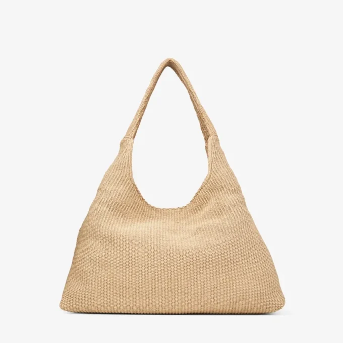 Geantă de umăr mare Beach Diamond Hobo din rafie naturală