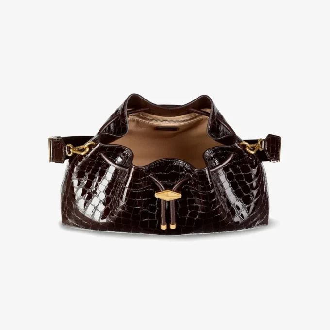 Geantă de umăr medie Cinch din piele cu imprimeu de crocodil Sambuco